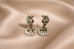 Mangamta Royal Peacock Pearl Cluster Bell Jhumka Earrings