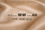 Mangamta Polka Dot Bow, Heart & Crystal Stud Earrings Combo