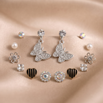 Mangamta Sparkling Butterfly Dangle & Multi-Stud Earrings Combo