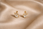 Mangamta Elegant Paved Wing Swan Motif Stud Earrings