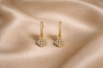 Mangamta Sparkling Floral Clover Drop Huggie Hoop Earrings