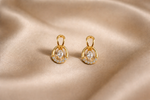 Mangamta Floating Oval Solitaire Halo Dangle Stud Earrings