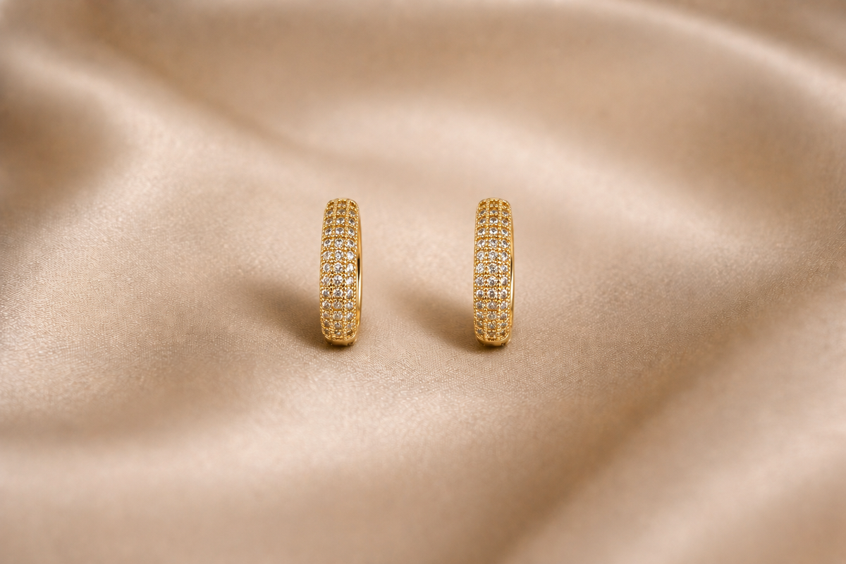 Mangamta Classic Multi-Row Pavé Stone Huggie Hoop Earrings