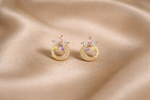 Mangamta Pastel Marquise Stone Flower Crescent Stud Earrings