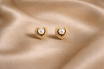 Mangamta Lustrous Faux Pearl in Pavé Heart Frame Stud Earrings