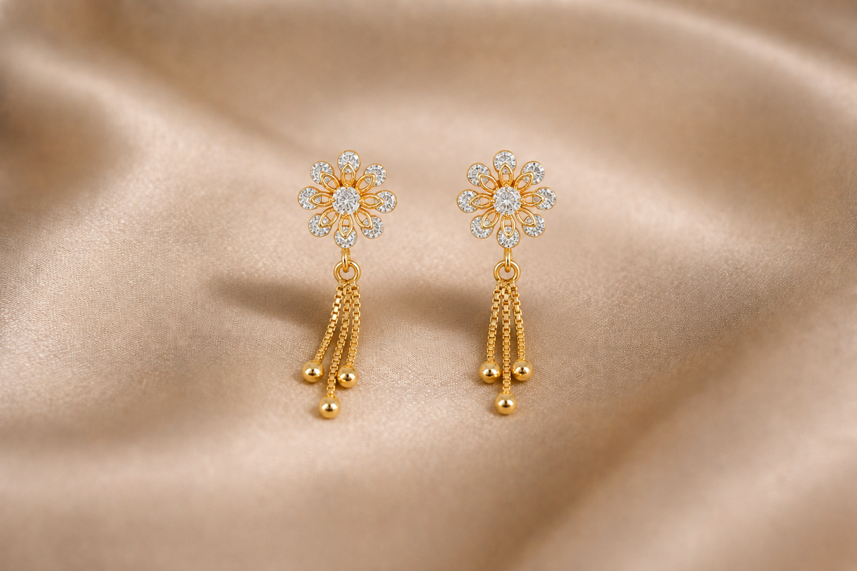 Mangamta Floral Filigree Tassel Drop Earrings