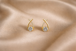 Mangamta Criss-Cross Ribbon Solitaire Stone Stud Earrings