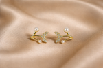 Mangamta Stone-Studded Mermaid Tail & Dual Pearl Huggie Studs