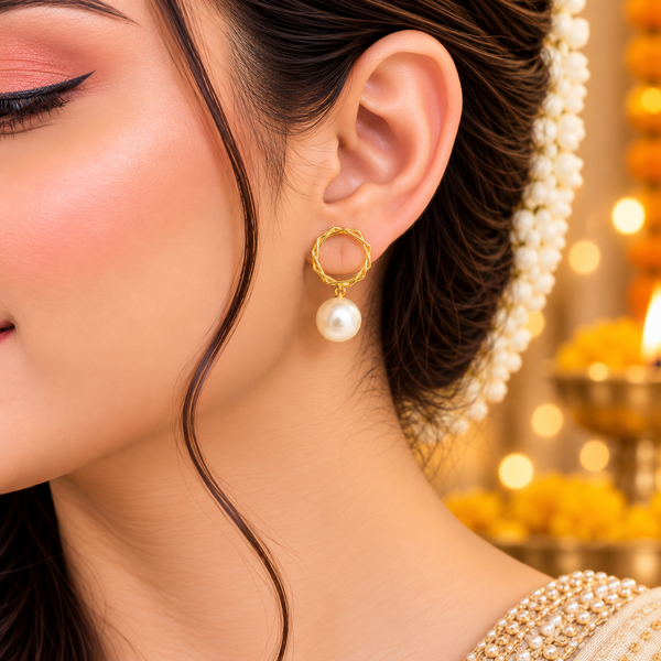 Mangamta Geometric Pearl Drop Earrings for Women – Designer Fashion Earrings