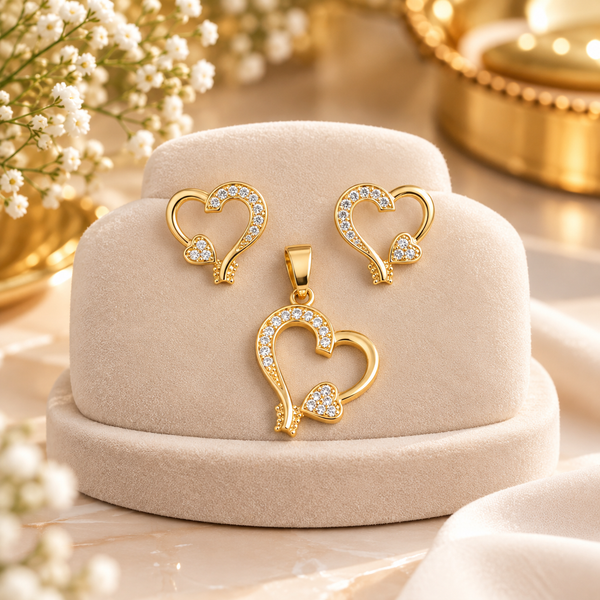 Elegant Heart Design Pendant Set