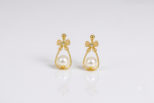 Mangamta Bow Pearl Drop Earrings for Women – Designer Fashion Earrings
