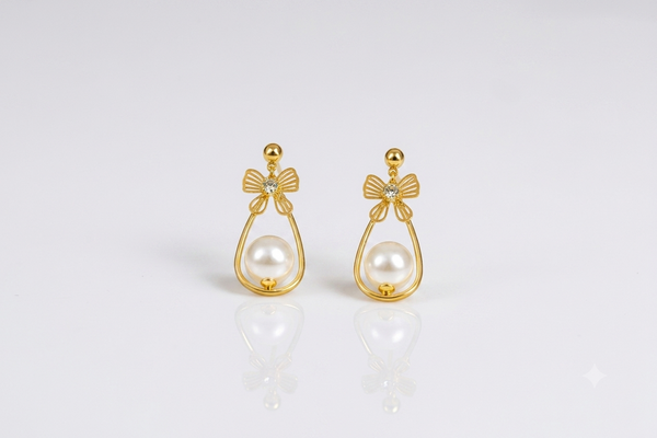 Mangamta Bow Pearl Drop Earrings for Women – Designer Fashion Earrings