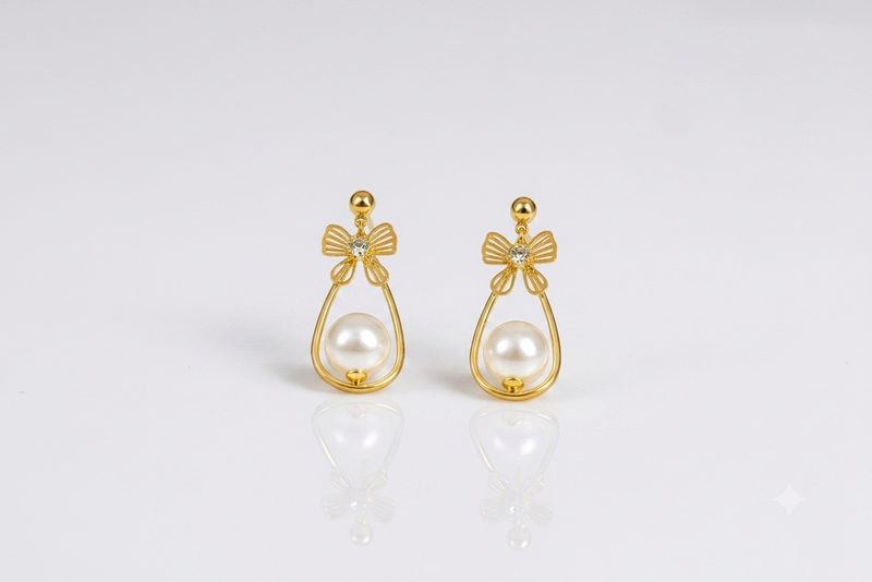Mangamta Bow Pearl Drop Earrings for Women – Designer Fashion Earrings