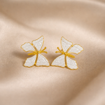 Mangamta White Butterfly Stud Earrings for Women – Designer Fashion Earrings