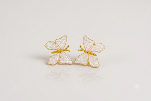 Mangamta White Butterfly Stud Earrings for Women – Designer Fashion Earrings