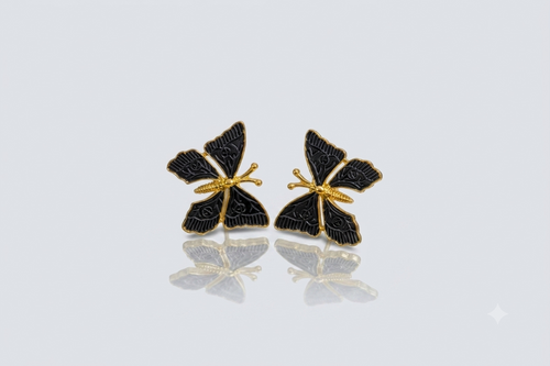 Mangamta Black Butterfly Stud Earrings for Women – Designer Fashion Earrings.