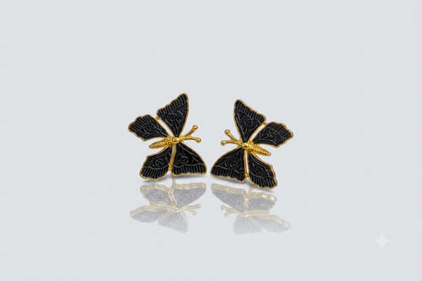 Mangamta Black Butterfly Stud Earrings for Women – Designer Fashion Earrings.