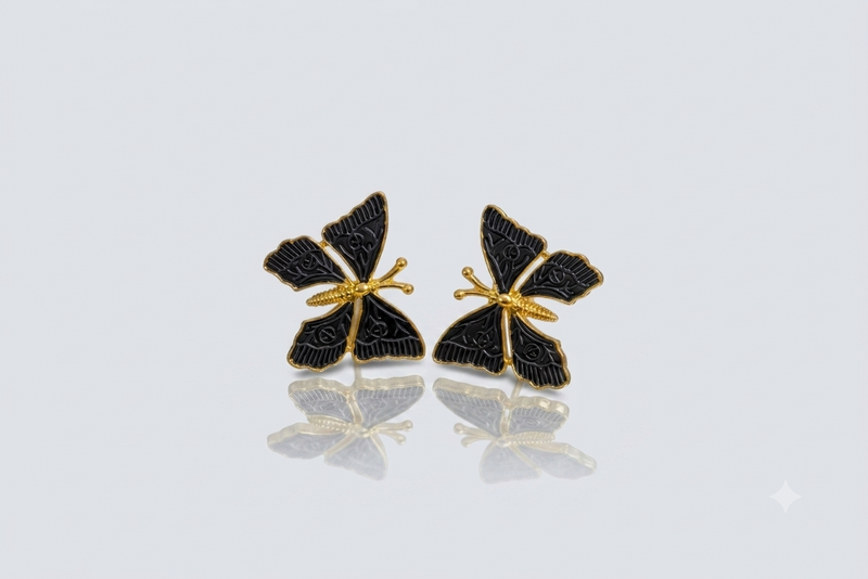 Mangamta Black Butterfly Stud Earrings for Women – Designer Fashion Earrings.
