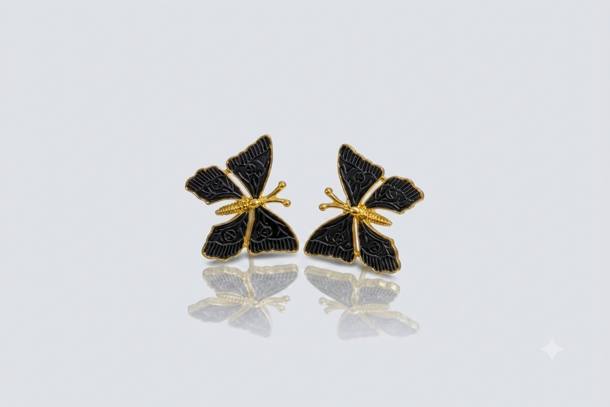 Mangamta Black Butterfly Stud Earrings for Women – Designer Fashion Earrings.