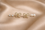 Mangamta 3 Pair Earrings Combo Set for Women – Bow, Crystal Stud & Pearl Stud Designer Fashion Earrings.
