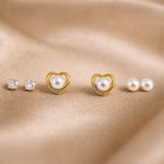 Mangamta 3 Pair Earrings Combo Set for Women – Crystal Stud, Heart Pearl Stud & Pearl Stud Earrings.