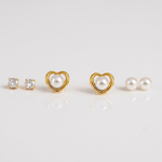 Mangamta 3 Pair Earrings Combo Set for Women – Crystal Stud, Heart Pearl Stud & Pearl Stud Earrings.
