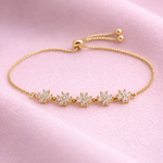 Mangamta Gold Tone Crystal Flower Adjustable Bracelet for Women & Girls