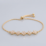 Mangamta Gold Tone Crystal Flower Adjustable Bracelet for Women & Girls