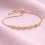 Mangamta Gold Tone Crystal Floral Vine Adjustable Bracelet for Women & Girls.