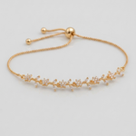 Mangamta Gold Tone Crystal Floral Vine Adjustable Bracelet for Women & Girls.