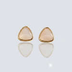 Mangamta Minimalist White Triangle Stud Earrings for Women | Gold-Tone Stainless Steel Earrings