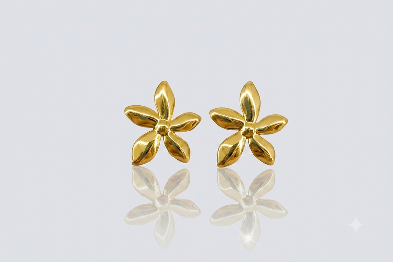 Mangamta Minimalist Gold Flower Stud Earrings for Women | Stainless Steel Floral Earrings