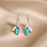 Mangamta Blue Crystal Leaf Drop Earrings for Women – Designer Fashion Earrings