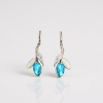 Mangamta Blue Crystal Leaf Drop Earrings for Women – Designer Fashion Earrings