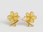 Mangamta Floral Pearl Accent Stud Earrings for Women – Designer Fashion Earrings.