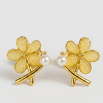 Mangamta Floral Pearl Accent Stud Earrings for Women – Designer Fashion Earrings.