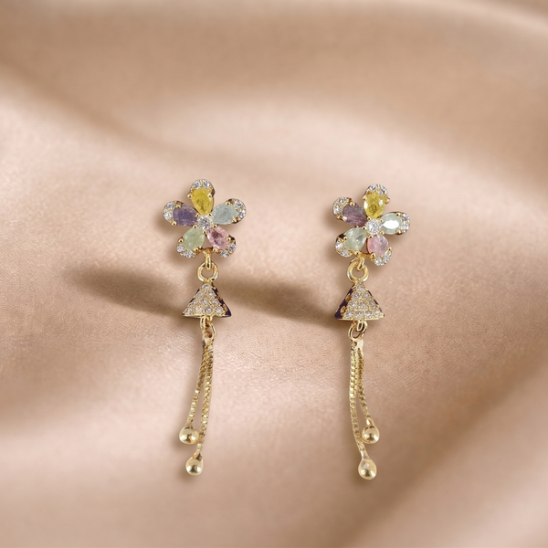 Mangamta Multicolor Blossom Bell Tassel Dangle Earrings