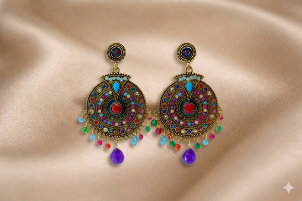 Mangamta Bohemian Mandala Multicolor Bead Dangle Earrings