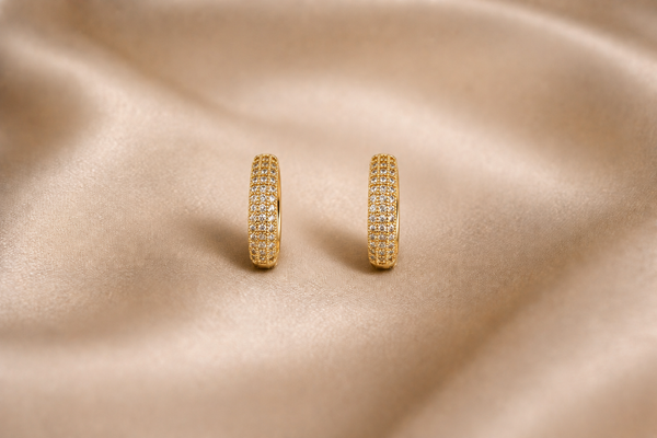 Mangamta Classic Multi-Row Pavé Stone Huggie Hoop Earrings