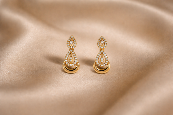 Mangamta Dual Teardrop Halo Chandelier Stud Earrings