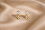 Mangamta Square Solitaire with Hanging Marquise Leaf Cluster Earrings