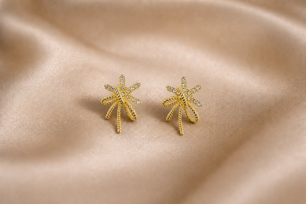 Mangamta Starburst Ribbon Textured Stud Earrings