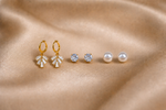 Mangamta 3-Pair Stackable Huggie Hoop & Stud Earrings Combo Set