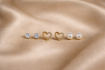 Mangamta 3-Pair Open Heart & Solitaire Stud Earrings Combo Set
