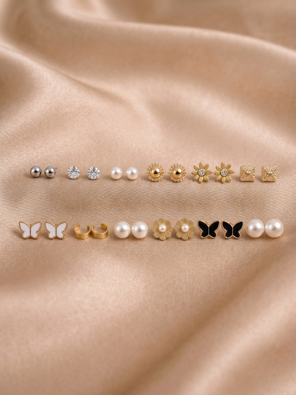 Mangamta 12-Pair Multi-Design Daily Wear Stud Earrings Combo Set