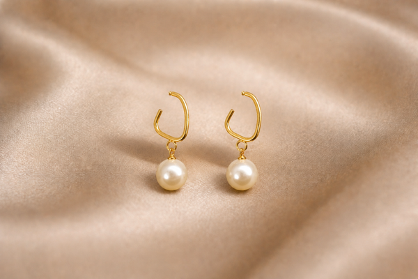 Mangamta Geometric Open Hook Pearl Drop Dangle Earrings