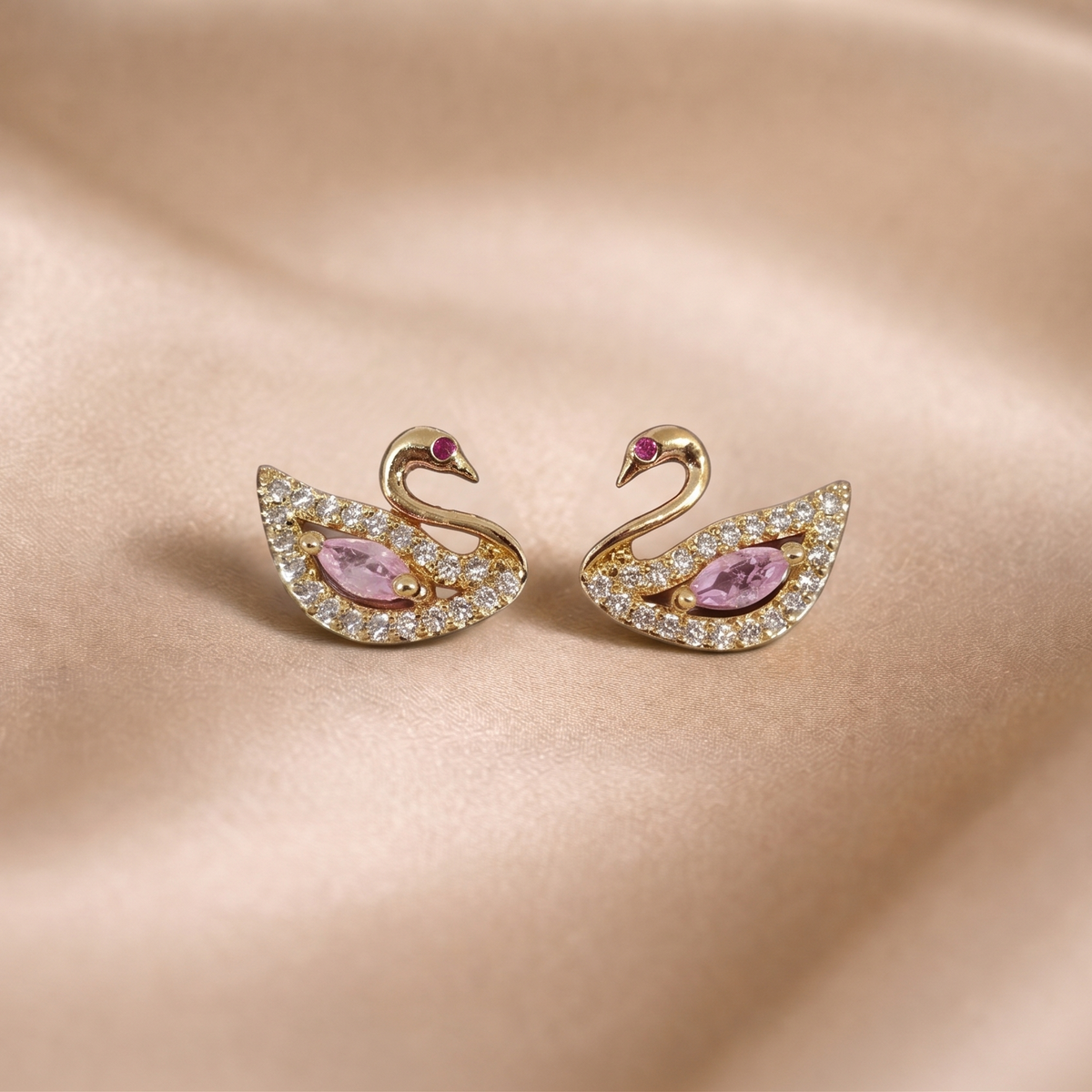 Mangamta Sparkling Stone Swan Silhouette Stud Earrings