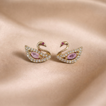 Mangamta Sparkling Stone Swan Silhouette Stud Earrings