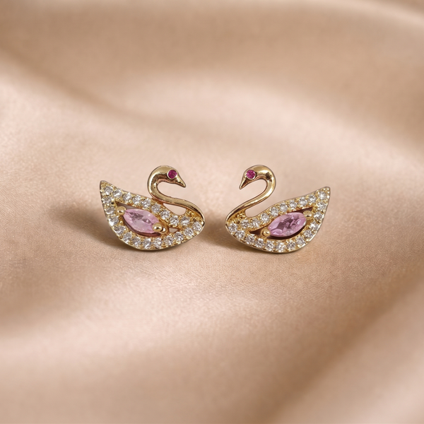 Mangamta Sparkling Stone Swan Silhouette Stud Earrings