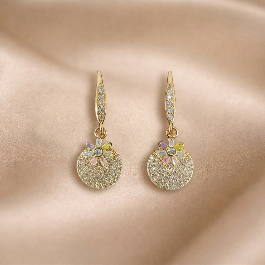 Mangamta Sparkling Disc Medallion Dangle Earrings